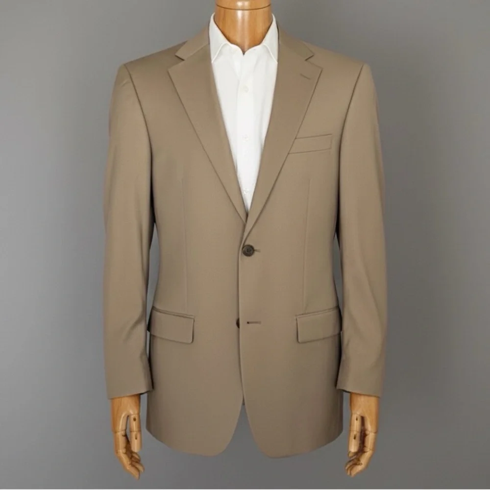 Paul Fredrick 43L British Tan Solid 2-Button‎ Sport Coat Wool Blazer Jacket. NWT